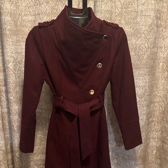 Guess - Women's Burgundy Coat - Picture 5 of 9